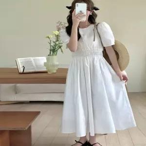 여름 롱원피스 휴양지 퍼프소매 반팔 플레어 바캉스룩