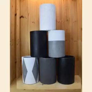 모던레시피 테라조 높은 원형 시멘트 화분 21x30cm분배 인리어 정원 원예 베란다 꽃화분 식물 플라워 꽃집