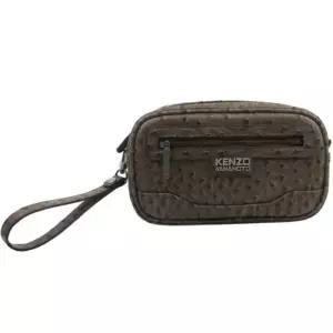 KENZO 겐조 클래식 클러치백 손목 스트랩 파우치 브라운
