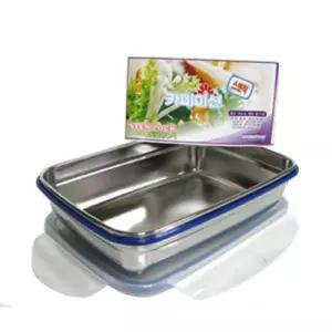 카네이션 스텐 반찬통 직사각 6-1호 1.1L 보관용기밀폐 밀폐 음식 반찬