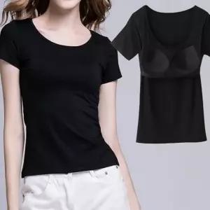 모달 쿨링 브라 반팔 티셔츠 캡내장 일체형 여성 이너 여름 노브라 여자티셔츠 브라반팔티