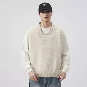 아고스또 니트 솔리드 남자브이넥니트 조끼 민소매 브이넥 나시 UNO1