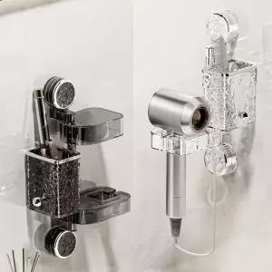 빨판 드라이기 거치대 욕실선반 2단 걸이 드라이기홀더