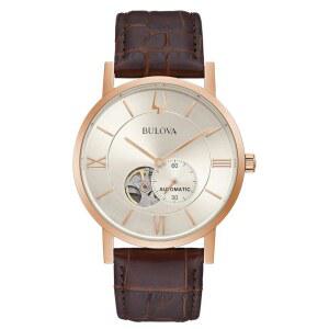 불로바 남성 클래식 원피스 3핸드 21 - 주얼 자동 시계 42시간 예비 해킹 기능 초침 개구 다이얼 전시 케이스 뒷면 42mm