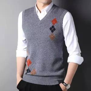 엘럽 캐주얼 가을 남성 솔리드 조끼 미카라 아가일 민소매 나시 박템3