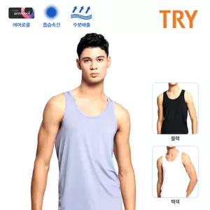 TRY 에어로쿨 남성 민소매 런닝 셔츠 택1로 여름 남자 링런닝 소재