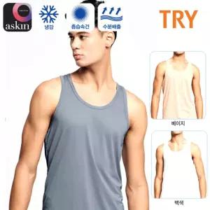 TRY 아스킨 냉감 남성 쿨베이직 민소매 런닝셔츠 택1 남자 회색 난닝구 트라이 언더웨어