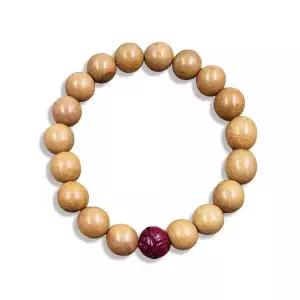 [콩심팥심]나무 우드 팔찌 염주 경면주사 복숭아