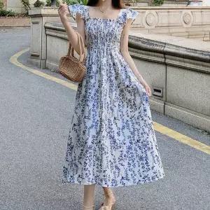 여름 플라워 원피스 A라인 스퀘어넥 바캉스 휴양지여리 감성퍼프 봄원피스 데이트룩 피크닉 여행 소매