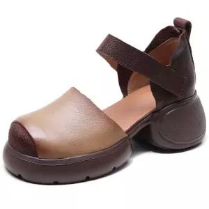 셉띠엠브레 빈티지 통굽 단화 배색 플랫폼 핸드메이드 샌들 사각 웨지 웨지힐 여자웨지힐 UNO5