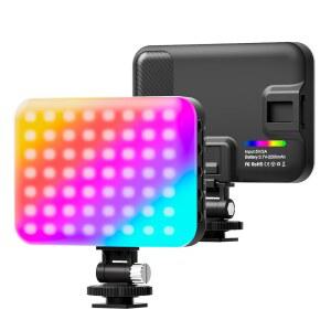 [미국배송] 하기비스 RGB 카메라 라이트 360 풀 컬러 휴대용 비디오 라이트 LED 포토 콜드 슈 2200MAH 충전식 CRI97+ 사진 촬영용 조명 / 광고 포스터 단편 영화 (RGB-블랙)