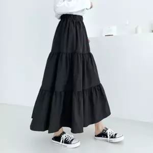베베르 3단 캉캉 롱스커트 SD-211003 치마 빅사이즈 여성의류 바스락 밴딩 A라인