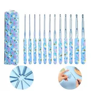 뜨개질공예 실속 휴대용 12종 코바늘+필통파우치 세트