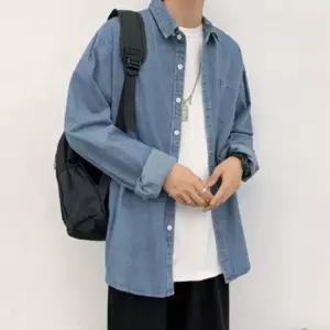 데일리 남자 여자 커플 데님 셔츠 청남방 캐주얼 패션가을 가을남 남성레이어드 난방 와이드카라 긴팔 차이