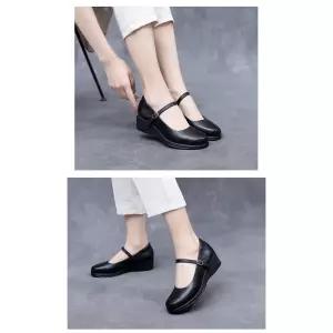 엘럽 여성 펌프스 가죽 플랫 슈즈 소 키높이 프트 빅사이즈 박템5