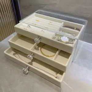 아크릴 3단 보석함 쥬얼리 악세사리정리케이스 목걸이 주얼리 정리 벨벳 박스 보관 악세서리 팔찌 액세서리