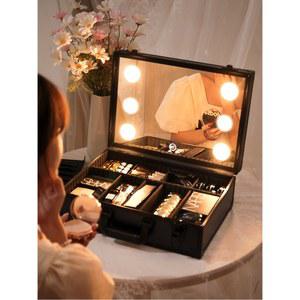 분장실 메이크업 LED 휴대용 거울 전원 침실 스타일 HD 라이트 사무실 테이블 보관함