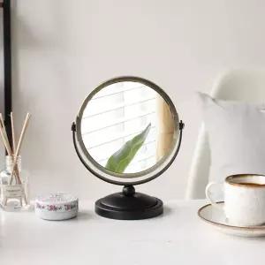 탁상용 책상용 거울 화장대 스탠드 양면사용 메이크업각도조절 철제 미니 용거울 테이블 거울대 원형