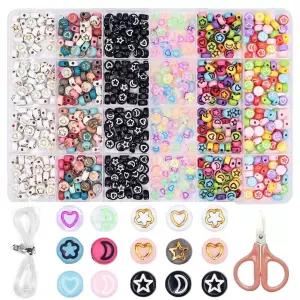 24칸 비즈세트 600pcs 원형 이니셜 컬러 믹스 공예용품 악세서리 DIY 핸드메이드 구슬 재료 팔찌만들기