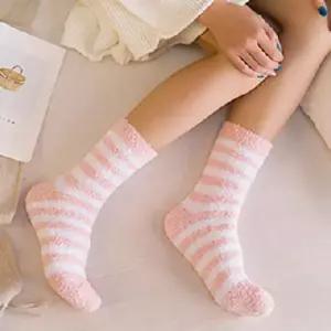 주니어 학생 여성용 파스텔 스트라이프 수면 양말 5종남자 임신선물 무압박 겨울 양말롱 남자 두꺼운 고양