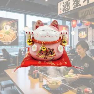 일본 전통 복고양이 세라믹 저금통 (핑크)개업선물 집들이 행운 달마대사 마네키네코 특별한 장식품 인형