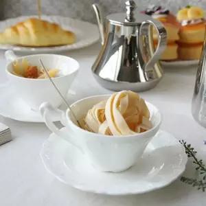 엘리나 본차이나 커피잔 2인세트심플찻 도자기찻 가정용찻 고급찻 흰색 찻잔 커피 흰색찻