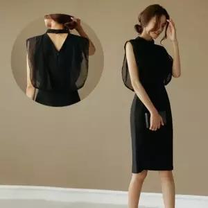 프릴 정장 원피스 쉬폰 여자 면접 오피스룩 정장원피스 결혼식 블랙원피스 홀복 여름