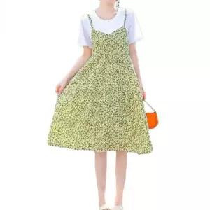 여성 원피스 플라워 나시 반팔 롱원피스 레이어드 동남아여행룩 플라워원피스룩