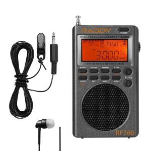 래디 RF760 휴대용 SSB 단파 라디오 수신기(NOAA 경보 기능 포함) 풀 밴드 AM /FM /SW /CB /VHF /UHF /WX /AIR 배터리 작동 이어폰 잭 9.7피트 와이어 안테나 포함 충전식 디지털