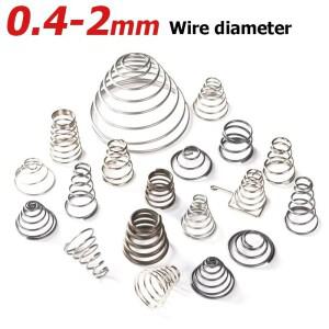 1-5피스 타워 스프링 304 스테인레스 스틸 테이퍼 와이어 압축 원추형 직경 3-39mm 0.4-2mm 높이 7-76mm