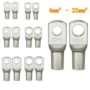 100502510PCS 4-25mm 구색 주석 도금 구리 매트 카펫 러그 링 압착 단자 배터리 와이어 용접 케이블 커넥터