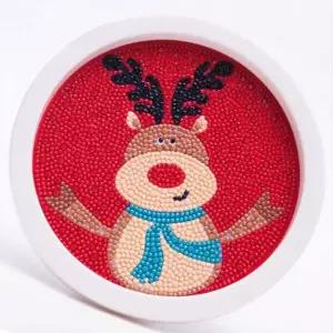 [셀러에이드]1221 보석십자수 원형액자 세트 20 크리스마스 루돌프 주문제작