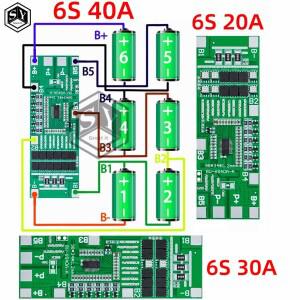 24V 6S 40A 18650 리튬 이온 배터리 전원 보드  태양광 조명 BMS PCB  Ebike 스쿠터용 밸런스 포함
