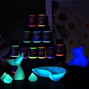 20g 빛나는 반짝이 가루 형광체 안료 DIY 수지 금형 채우기 공예에 대한 어두운 에폭시 필러에서 오래 지속