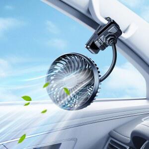 2000MAH 충전식 하이팍쿨 조절 USB 휴대용 자동차 에어쿨러 접이식 호스 3단 선풍기 등받이 속도 시트 클립형 여름