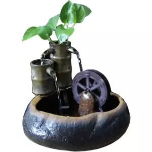 로코코 실내분수대 미니 물레방아 물소리 장식품