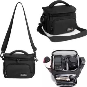 Cwatcun 소형 카메라 슬링백 크로스바디 어깨 케이스 캐논 니콘 소니 후지 DSLR/SLR/미러리스 렌즈 및