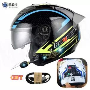 바이크 오토바이 반모헬맷 HOT DOT 승인 오픈 페이스 3/4 헬멧 내장 블루투스 헤드셋 이어폰 탈부착 가능