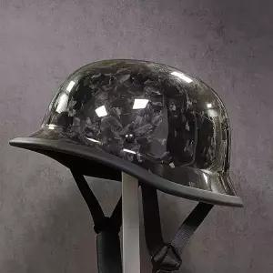 바이크 오토바이 반모헬맷 탄소 섬유 빈티지 국자 헬멧 DOT 인증 크루즈 독일 군인 하프