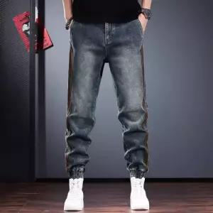 바지 남성용 가을 빈티지 스트라이프 청바지 배기 조거 ST3