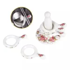 현이몰 고리 링 수저받침대 5개세트 꽃무늬 도자기수저받침 수저받침접시 젓가락받침 예쁜수저받침