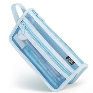 [미국배송] 손잡이와 지퍼가 달린 네 개의 캔디 그리드 메시 필통 투명 이중층 펜 파우치 마커 파우치 여행용 메이크업 가방 성인용 사무실용 귀여운 문구 정리 가방