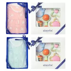 [갤러리아] (압소바출산,백일,돌,아기내의세트)아리7부내의+5종딸랑이세트(A1B-10385SET)