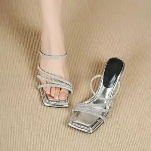 여사친 웨지힐 샌들 웨지 오픈토 일자 큐빅 빅사이즈 스틸레토 DUCHI5