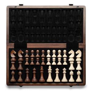 [미국배송] A&A 15인치 마그네틱 나무 체스 세트 수제 3인치 킹 키 스턴턴 피스(퀸 2개 추가 포함) 접이식 휴대용 여행 게임 세트
