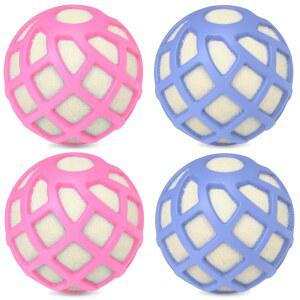 드라이어 볼 u2013 실리콘 가드 내추럴 울 코어 슈퍼 탱글 건조 시간 절약 정전기 및 소음 감소 천연 섬유 유연제 XL 3인치 핑크 라이트 블루 4팩