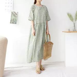 셔링 반팔 롱 빅사이즈 임산부 원피스 CyO8+1SMk