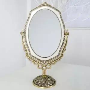 퀸스골드 엔틱 양면탁상거울(웨이브-대) 손거울 탁상거울 엔틱 앤틱 양면거울 휴대용거울