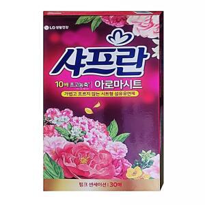 [2개구성] 샤프란 의류유연제 30매 농축섬유유연제 핑크센세이션 섬유냄새탈취제 아로마시트 섬유향 BHWBFBF2A