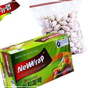 [2개구성] 랩 다회용 대용량100매 25x30 팩 락 뉴 비닐 지퍼 백 KWA024A8